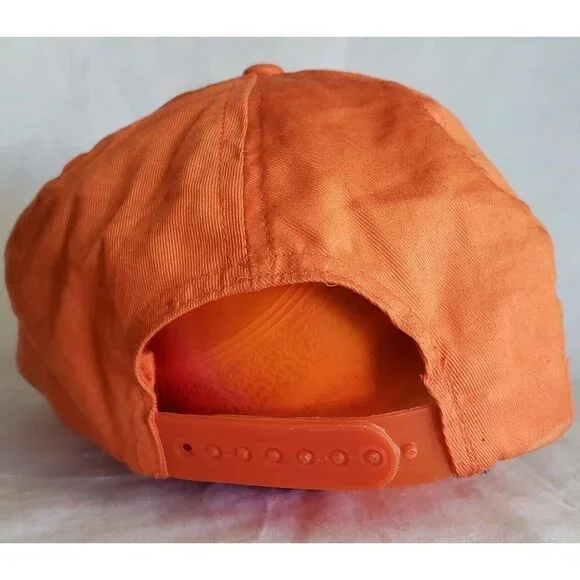 Vtg Saturday Night Fever Disco Hat Travolta Snapback Brow Flap Orange 70s USA
